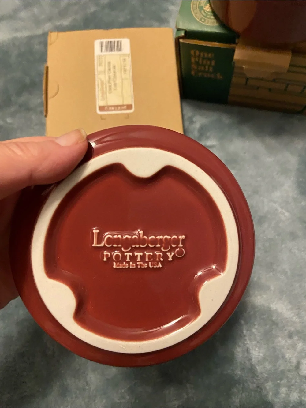 New Longaberger Red Ceramic Crock with Lid - Home Kitchen Kitchen Tools